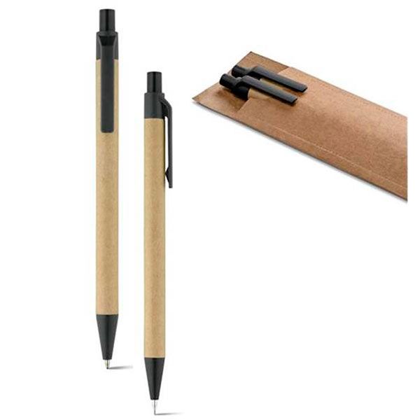 Conjunto de caneta esferográfica e lapiseira papel kraft – CJ024