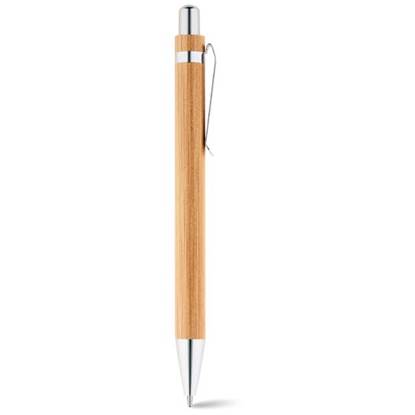 Caneta esferográfica de bambu. Clip de metal.