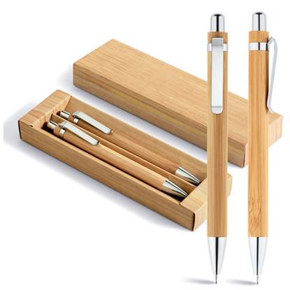 Conjunto de bambu de caneta e lapiseira 0