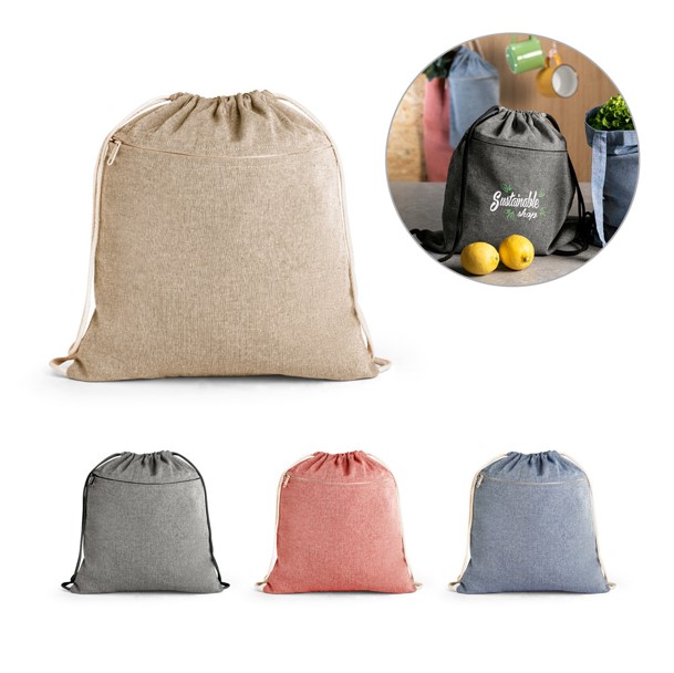 Sacola tipo mochila em algodão reciclado – MC018