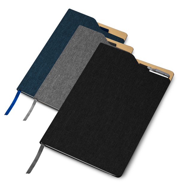 Caderno de anotações com suporte para caneta. – OE418