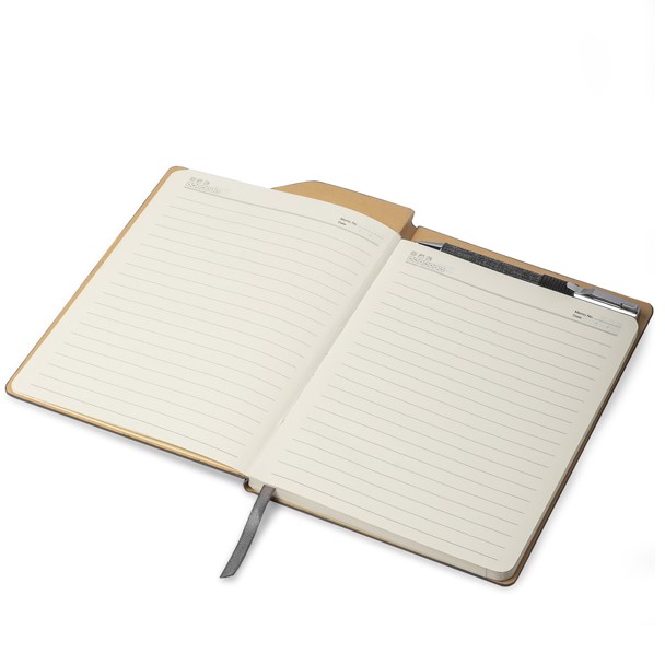 Caderno de anotações com suporte para caneta. – OE418