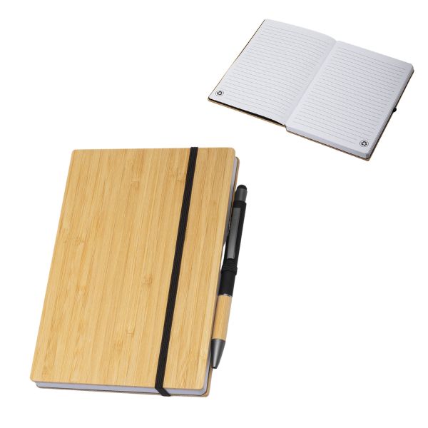 Caderno de anotações capa dura e suporte para caneta. – OE421